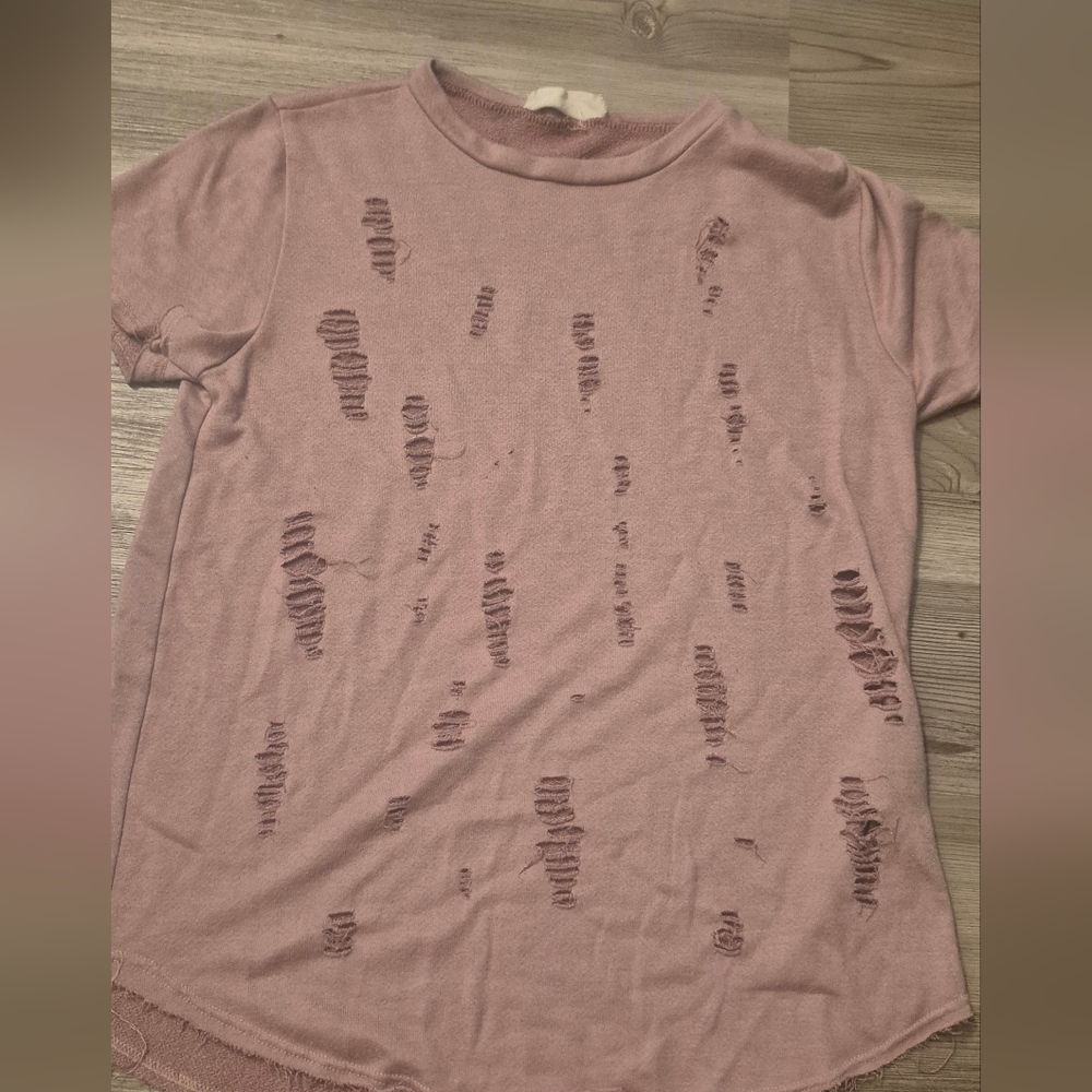 Distressed Pink Kids Short Sleeve Tee